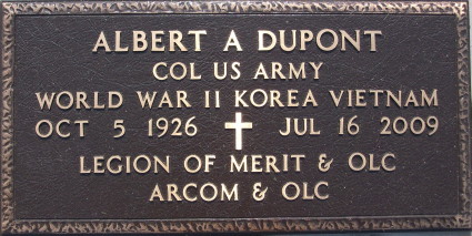 Col (Ret) Albert A. Dupont footmarker