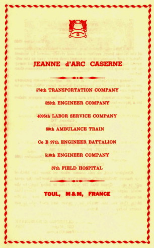 Jeanne d-ARC Caserne Hospital, Toul, France, list of assigned units