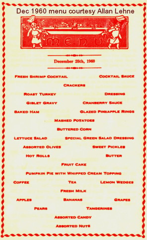Jeanne d-ARC Caserne Hospital, Toul, France, Christmas 1960 dinner menu