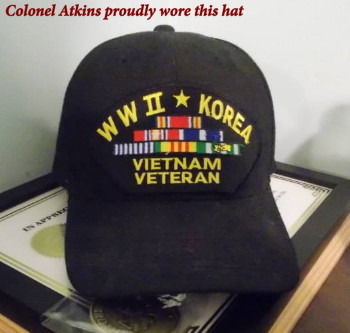 veteran hat proudly worn by Colonel Robert A. Atkins, Sr, USA, Retired