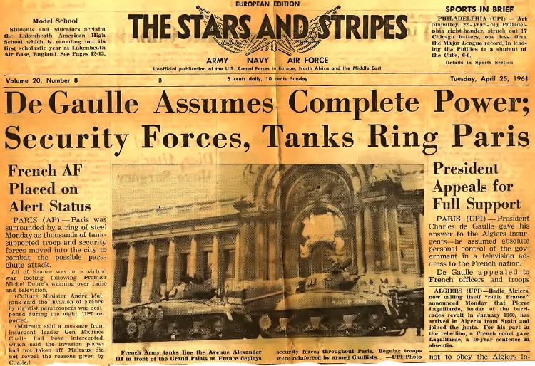 Stars and Stripes article dated 25 April 1961