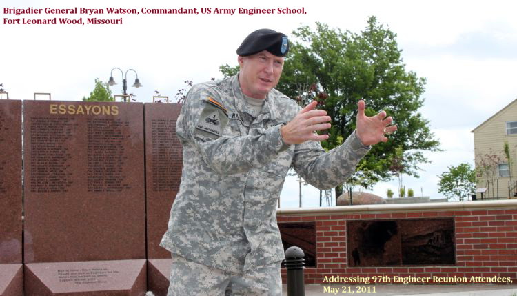 Brigadier General Bryan Watson, Commandant, US Army Engineer School, speaking to 97th Engineers Reunion attendees