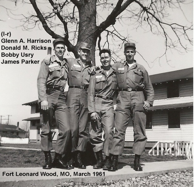 Glenn A. Harrison and friends, at Fort Leonard Wood, MO in 1961