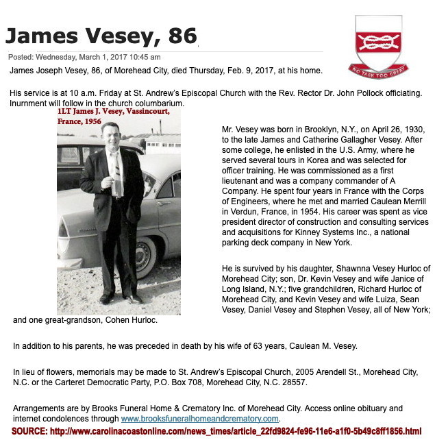Obituary for James Joseph Vesey