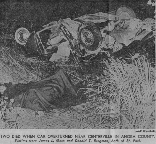 newspaper photo of James L. Gese accident with friend