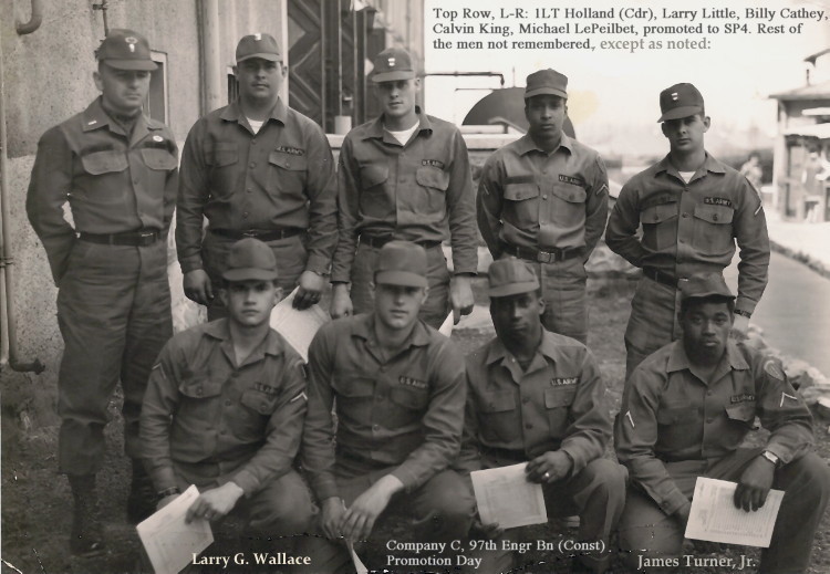 Promotion Day, Co C, 97th Engr Bn (Const), 16 April 1968, SP4 Michael A. LePeilbet, others