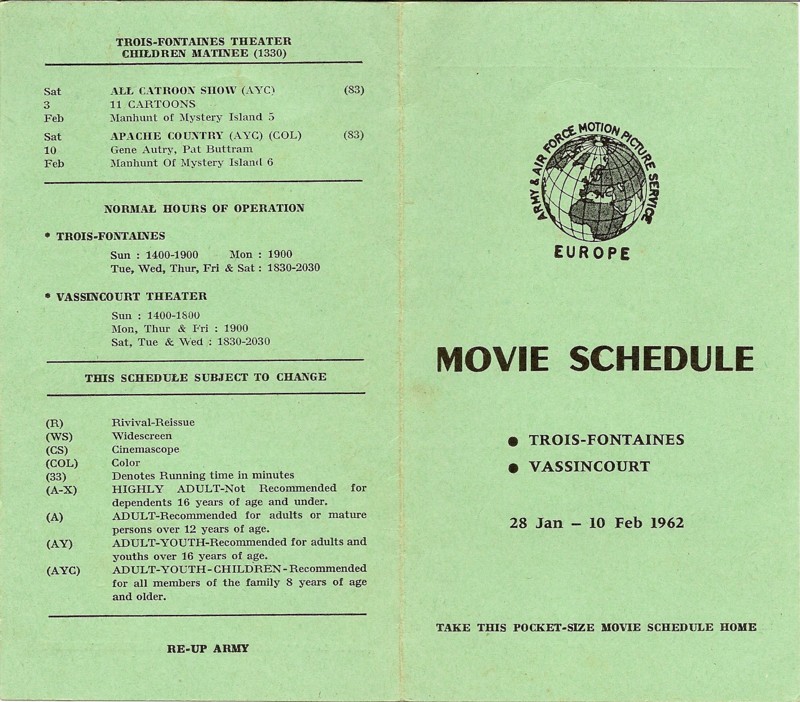 Movie schedule