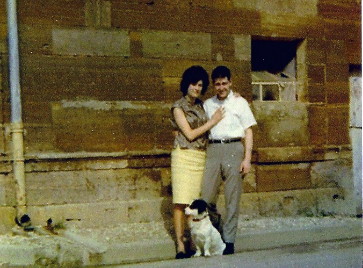 Mr and Mrs Lloyd Mullins, downtown Vassincourt, France, 3 July 1966