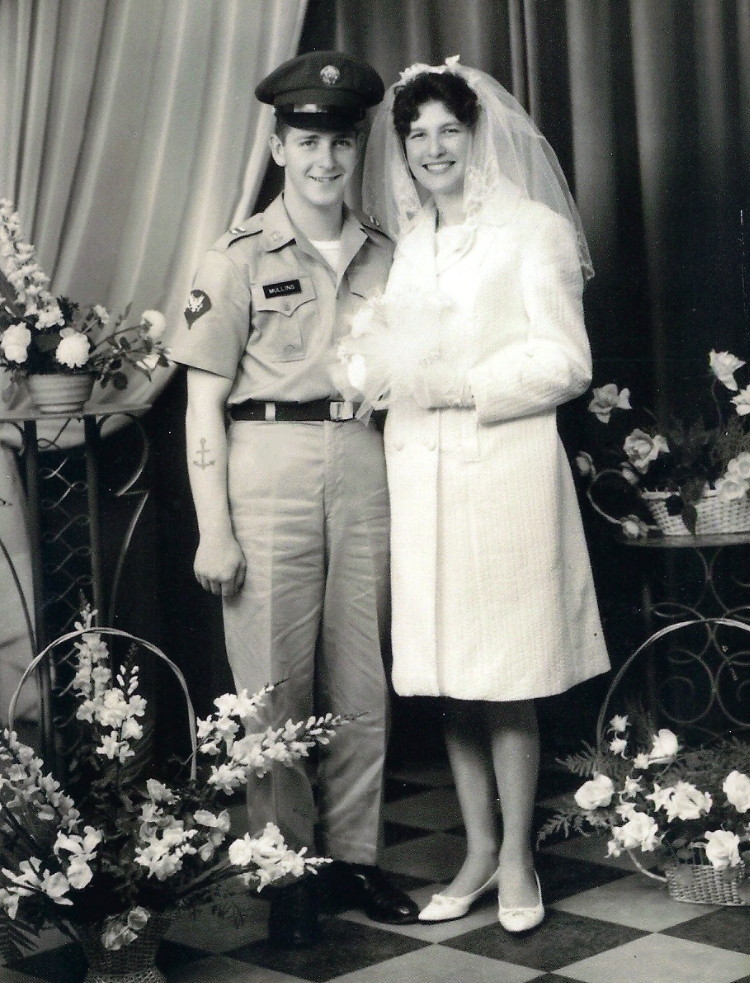 Lloyd and Jacqueline Mullins, on their wedding day, Vassincourt, France