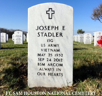 1SG Joseph E. Stadler, burial place, Fort Sam Houston, San Antonio, TX,  2012