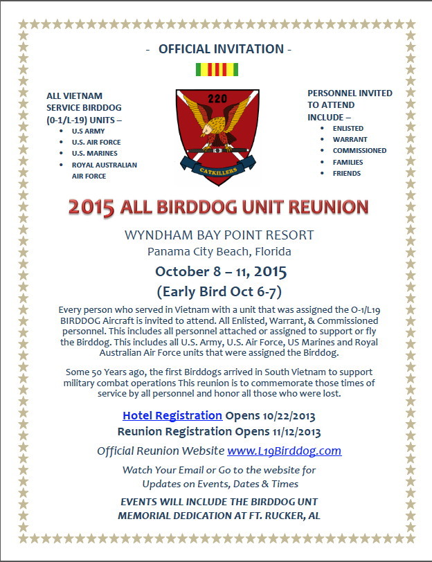Graphic, 2015 All-Birddog Unit Reunion Invitation