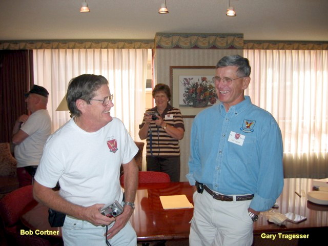 Bob Cortner, left, and Gary Tragesser share a good moment at the Catkiller reunion in 2003