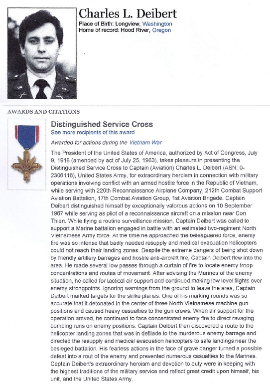 Distinguished Service Cross, CPT Larry Deibert, 220th Avn Co