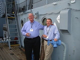 2010: Charles Finch and Roger Bounds, together again after 42 years aboard the USS New Jersey
