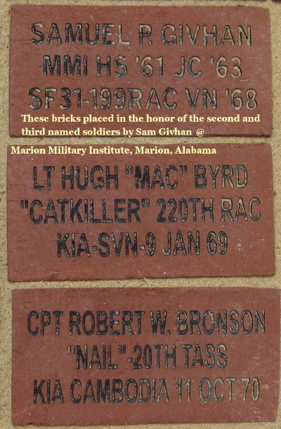 bricks in honor of those named, at Marion Military Institute, Marion, Alabama.