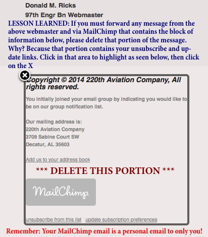 Footer portion as it appears on a typical MailChimp generated email