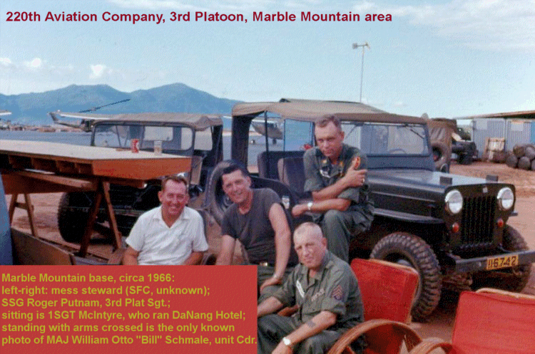 Putnam photo: 220th Aviation Company's 3rd Platoon area, Marble Mountain, 1966