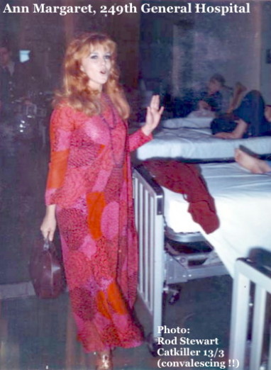Visiting soldiers convalescing, Ann Margaret, 249th General Hospital, Camp Zama, Japan, 1968