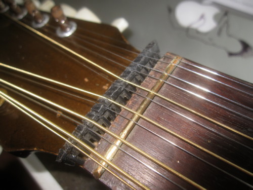 homemade12-string guitar string nut