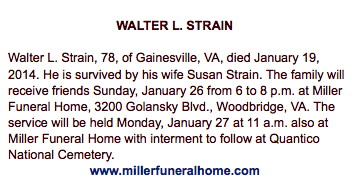 Lt Col Walter L. Strain condensed obituary
