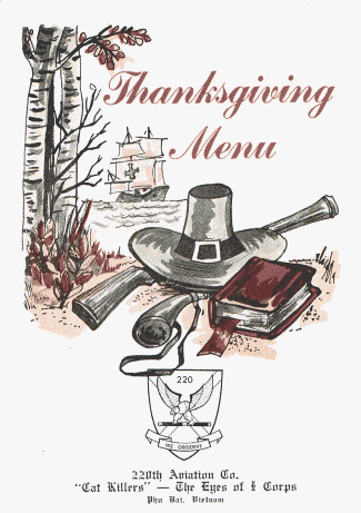 220th Aviation Company Thanksgiving Dinner announcement, 1966, courtesy Dennis Currie