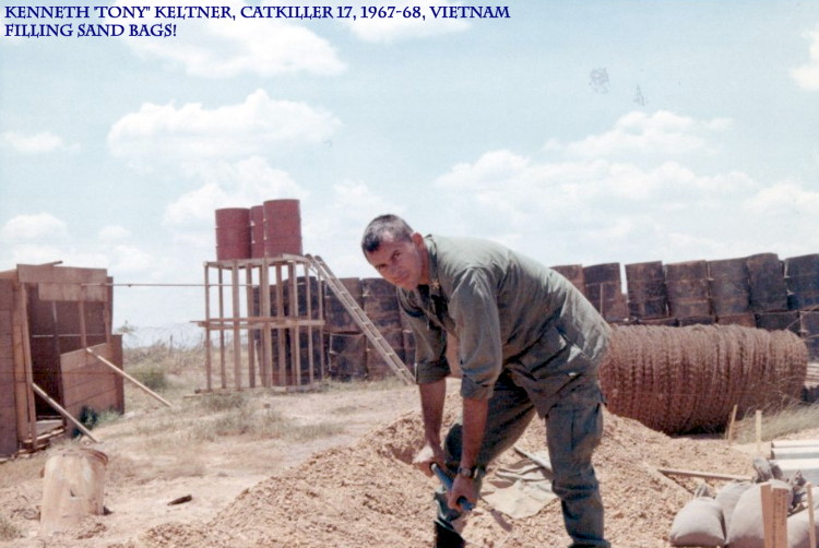 CPT Tony Keltner, Catkiller 17, filling sand bags