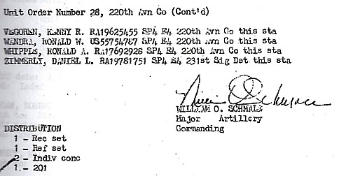 220th Avn Co Unit Order 28b, 6 June 1966