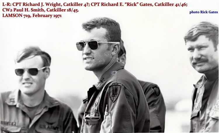 CPT Richard Wright, 1st Flight Section Commander, CPT Rick Gates, Platoon Commander, CW2 Paul Smith, 1st Flight Section pilot, LAMSON 719, 1971
