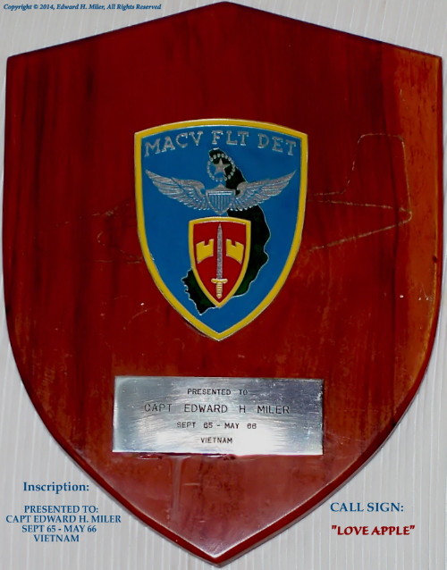 Ed Miler plaque, MACV Flight Detachment